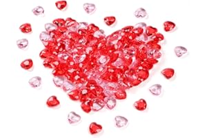Mocraft 500 STK. Herzen Diamantkristalle Rot/Rosa Acryl Kristalle Konfetti Funkelnd Steine Diamanten zum Valentinstag Hochzeit, 12mm