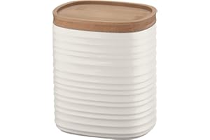 Guzzini - Tierra, Barattolo M con Coperchio, Realizzato con Materiali Riciclabili - Bianco Latte, 12.3 x 9.4 x h 15 cm | 1000 CC - 181800156