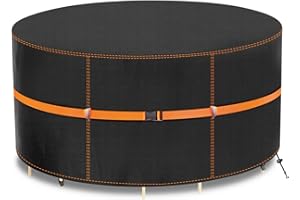 MUPAS Osłona na meble ogrodowe, okrągła, wodoszczelna, wiatroszczelna, do dużych obciążeń, tkanina Oxford 420D, ulepszona plandeka na meble ogrodowe, stół ogrodowy, zestaw do siedzenia, 250 x 90 cm