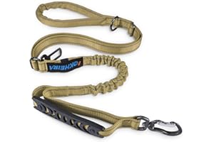 IOKHEIRA Dog Lead, Adjustable Dog Lead with Safety Belt for Dogs, Comfortable Padded Handle and Reflective Thread (Brown)