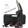CUSROS 6" Mini Power Chainsaw Cordless, Handheld Pruning Shears Chainsaw, Electric Brushless Chain Saw, Portable Battery Chainsaw Tree Branch Cutter with Safety Lock & 2*Batteries (650W Black)
