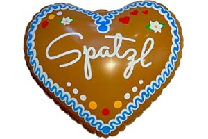 BF SOUVENIRS Viynl nadmuchiwane serce "SPATZL" z piernika 50 cm (do wielokrotnego użytku) – dekoracja na Oktoberfest przyjęcie ogrodowe impreza piekarnia restauracja urodziny Bayern festiwal ludowy
