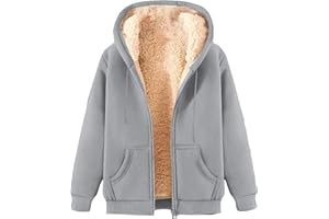 RLEHJN Fleecejacke Damen mit Kapuze Winterjacke Warm Teddyfleece ReißVerschluss Jacke Wollmantel Einfarbige Bekleidung Teenager Mädchen Übergangsjacke Drucken Funktionsjacke Große Größen