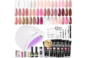 ROSALIND 20 Kolorów Zestaw żelu do paznokci z 48W lampą dla początkujących Zestaw żelu do przedłużania paznokci Zestaw do przedłużania paznokci