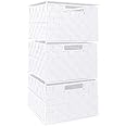 EHC Woven 3 Drawer Storage Unit Cabinet For Bathroom, Bedroom - White