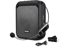 SHIDU Mini Amplificador de Voz Altavoz Bluetooth Portátil con Micrófono Inalámbrico UHF Auriculares 10W 1800mAh Sistema de PA Admite Audio en Formato MP3 para Profesores,Entrenadores, Guía Turístico