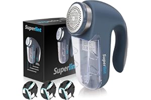 SUPER LINT Afeitadora eléctrica para suéteres, removedor de Bolitas de Pelusa para Tela de Forro Polar, Cortinas, Ropa, Azul Marino y Plateado