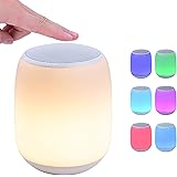 ZOESON LED Night Light with Wireless Speaker, USB Portable, Color Changing Bedside Table Smart Touch Mood Lamp for Party , Be