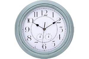 ACCSHINE väggklocka med termometer och luftfuktighetsmätare Tyst Vintage 30 cm Romerska siffror Kvarts Stor Batteridriven Lät