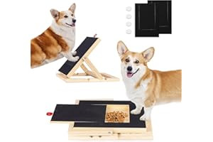 BRITPICK Dog Nail Scratch Board File, Wooden Non-Slip Dog Scratch Board for Nails, Built-in Pull-out Snack Box with Adjustable Stand and Replacement Sandpaper for Cats and Dogs Nail Care
