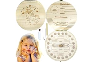 BOOAEE Boîte à Dents de Lait en Bois, Boîte pour Dents de Lait, Boite à Dents de Lait en Bois Vec Couvercle, Fille Ou Garçon, Version Française, Boîte à dents de bébé a Dents de Lait Fille Et Garcon (A)