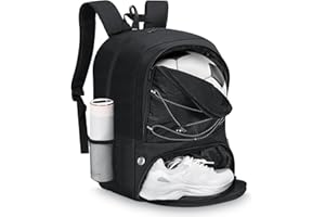 MoKo Soccer Bag Backpack, zaino da basket per uomini e donne con scomparti separati per palloni e scarpe, resistente all'acqua, borsa per attrezzature sportive per vestiti, scarpe, tablet, laptop,Nero