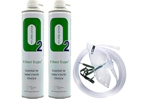 THE OXYGEN STORE Hi Boost Pure Oxygen in a Can 20L (2 x 10L) with Tubing and Mask Portable - Great for Sport, Work, Health, Party, Healthy Looking Skin - Increased Concentration and Energy - Made in The UK