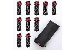 JTENG Reflektierend Abspannseile Seil mit Seilspanner, 13ft/4 Meters Zeltschnur mit Aluminiumlegierung Spanner, Φ 4mm Nylonschnur Leuchtend Guy Zeltleine für Sonnensegel