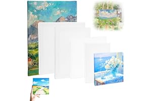 LOBVABA 6 Lienzos Blancos Imprimados para Pintar - Lienzos Enmarcados, Acrílica u Óleo - Profesionales y Principiantes