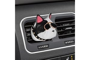PWSAP Diffuseur d'huiles essentielles d'aromathérapie de Bouledogue français avec lunettes de soleil De Voiture Aromatherapy, Voiture Désodorisant de Diffuseur Parfum Clip pour Voiture, Bureau, Blanc Noir