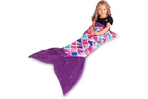 ‎FIN FUN Fin Fun Meerjungfrau Decke für Mädchen und Damen - Kuscheldecke zum reinschlüpfen für Meerjungfrauen Fans - erhältlich in 60 x 130 cm und 70 x 170 cm