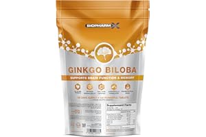 BIOPHARM-X BioPharmX Ginkgo Biloba High Strength 7000mg & Ginseng 600mg (120 Vegan Tablets) Added Vitamin B3 & Vitamin B5 :Premium Brain & Memory Support Supplement – Boosts Mental Clarity & Focus