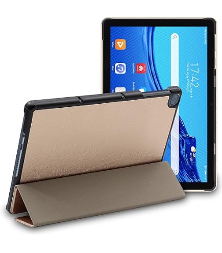 ebestStar - Cover per Huawei MediaPad T5 10.1, Custodia Protezione Rotazione 360, Pelle PU, Dorato + Vetro Temperato