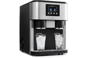 Klarstein Maquina de Hielo Doméstica, 1,8L, Gris oscuro, Ice Maker Encimera 15 kg, para Hacer Cubitos de Hielo y Picado en Casa, con Panel Táctil y Sistema Fácil Limpieza, Función Rápida
