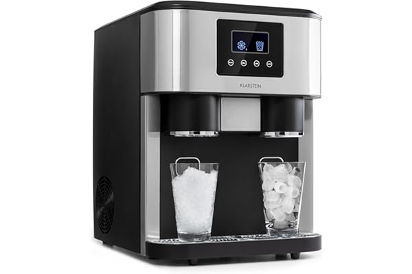 Klarstein Machine a Glacons pour la Maison, Capacité de 1.8L, Fabrique Rapidement Jusqu'à 15kg de Glacons Concassée ou en Balles, Machine à Glaçons, Ice Maker avec Alarme, Machine Facile à Nettoyer