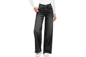Roskiky Wide Leg Jeans for Women UK Trendy High Waisted Stretchy Denim Pants 90S Baggy Jeans Trouser with Pockets