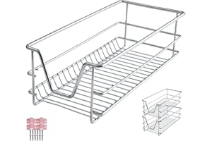 TecTake® Cajón Telescópico, Bandeja Extraible Armario, Rieles Extensibles, Organizador Cocina, Organizador Armario Cocina, Cajon Telescopico Cocina - 2 Cajones, Apto para armarios de 30 cm