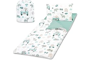 TOTSY BABY Sac de Couchage Enfant avec Coussin et Fermeture éclair pour bébé de 3 à 7 Ans - Sac de Couchage intérieur pour garderie Maternelle Oeko-Tex