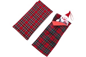 FEELAVA Saco de dormir elfo,paquete de 2 saco de dormir a cuadros rojos de 5,51x12 pulgadas para muñeco de duende,duendes que se comportan mal accesorios decoraciones de muñeco de Navidad,muñeca no incluida