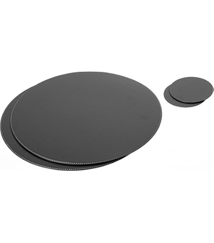 Nikalaz 1 Platzdeckchen Aus Recyceltem Leder – Oval, 45,72 X 33,02 Cm, Maschinengenäht, In Grau