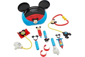 Disney Store Oficjalny zestaw do zabawy dla dzieci z Myszką Miki, 10 elementów, zestaw łącznie z torbą do noszenia, stetoskopem, termometrem, latarką i wieloma innymi, odpowiedni dla dzieci od 3 lat