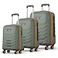 Safari Crescent 8 Wheels Set of 3 (Cabin + Medium + Large) Trolley Bags Hard Case Polycarbonate 360 Degree Wheeling Luggage, Travel Bags, Suitcase for Travel, Trolley Bags for Travel, Thyme Green