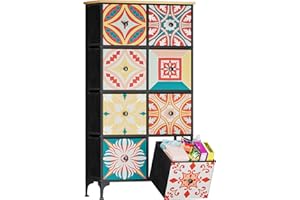 PIPIPOXER Cassettiera Camera da Letto, Cassettiera Cameretta a 8 Cassetti in Tessuto con Piani in Legno, Cassettiera Piccola con Struttura in Metallo Stabile,Grande Cassettiera per Soggiorno,Stile 23