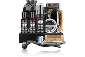 HOUSN Kit Barba Hombre,Cuidado Barba,Set Completo Con Navaja Afeitar,Cepillo Bar Ba Hombre,Aceite Para Bar Ba,Champú B Arba Hombre,Balsamo B Arba,Peine Para Barbas,Regalo Ideal Para Hombres