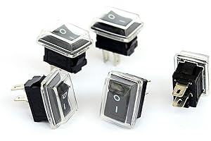 YTIAN Switian 5 Pcs Interrupteur bascule mini bateau 3A 250 V/6A 125 V AC 2 Pin I/O SPST