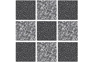 LPS Pack of 10 Tile Stickers-Black and Grey Stone Effect Mosaic self Adhesive Wall Art Decor Tile transfers Bathroom backsplash Kitchen splashbacks Peel and Stick Cover