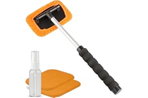 Walser Nettoyeur de vitres pour Voiture, Nettoyeur intérieur de vitres de Voiture Fonction télescopique 26-42 cm Extensible, Nettoyeur de Pare-Brise INCL. 2 Chiffons Microfibres + Vaporisateur