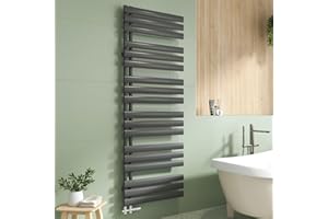 EMKE Oval Badheizkörper Handtuchhalter 1740x600 mm, Handtuchheizkörper Seitenanschluss Handtuchwärmer Handtuchtrockner Heizkörper Bad Anthrazit 823 Watt