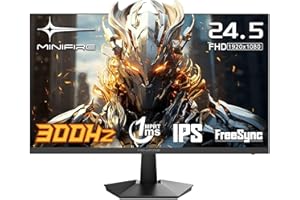 Minifire 25 Inch Gaming Monitor 240Hz/300Hz, FHD 1920x1080, PC Screen IPS Panel, 1ms GtG, sRGB 100%, HDR, Adaptive-Sync, Computer Frameless Screen, Eye Care, VESA 75x75, HDMI 2.1＆DP 1.4, MFG25X1 Pro