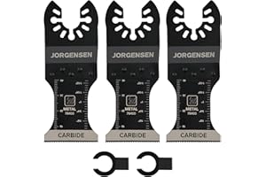 JORGENSEN 3Pcs Multi Tool Blades for Metal, Carbide Multitool Blades with TiALN Coated Teeth, Universal Quick Release Oscillating Saw Blades Fit for Bosch Fein Makita Milwaukee Ryobi