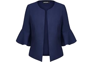 MINTLIMIT Cropped Blazer Women Open Front Elegant Blazers Jacket Flared Sleeve Cardigan Outerwear Front Lined Elegant
