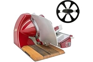 Berkel Home Line 250, trancheuse premium en Rouge + planche à découper assortie en bois de fût de vin, offre spéciale de la trancheuse