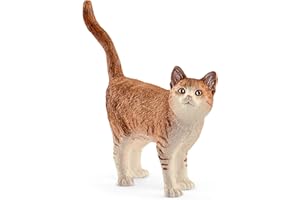 SCHLEICH Farm World - Realistic Cute Cat Toys for Boys and Girls - Orange and White Tabby Cat Toy - Farm Animal Toys for Kids Ages 3+