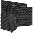 YGM Acoustic Foams® Pyramid Acoustic Panels 12" X 12" X 2", 38 Kg/m³ Premium Grade Studio Noise, Echo Reduction and Absorption, 3D Structure (Charcoal Black) (Set of 5)