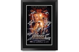 HWC Trading A3 FR Star Wars Episode I The Phantom Menace The Cast Liam Neeson Ewan McGregor Gifts Printed Poster Signed Autograph Picture for Movie Memorabilia Fans - A3 Framed