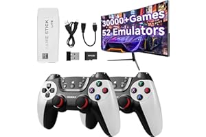 PZWR M22 Wireless Retro Game Stick - 30000+ Classic Games,Retro Game Console,HDMI TV Output, Plug And Play Retro Game Revisiter with Premium Competitive Dual Controllers White