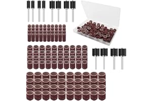 VISSQH 132 x Maniche da Levigatura per Levigatura a Accessori Dremel,Kit tamburi abrasivi Compreso 120 Pezzi nastri abrasivi e 12 Pezzi Mandrini del Tamburo,per levigatura fai da te