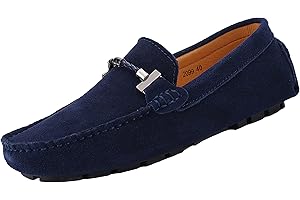 SMajong Herren Klassische Mokassin Wildleder Penny Loafers Comfort Halbschuhe Bootsschuhe Weich Flache Fahrende Schuhe