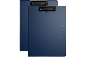OURUI 2 Stück Klemmbrett A4 mit Deckel, Kunststoff Klemmbretter mit Doppelclip für Memo-Formulare, Dokumente und Schule, Büro, Arbeit, Klassenzimmer - Blau