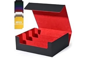 UAONO Card Storage Box for Trading Cards, 1800+ PU Leather Commander Card Deck Case, Magnetic Closure Card Holder Fits for Magic Game Cards (Black&Red)